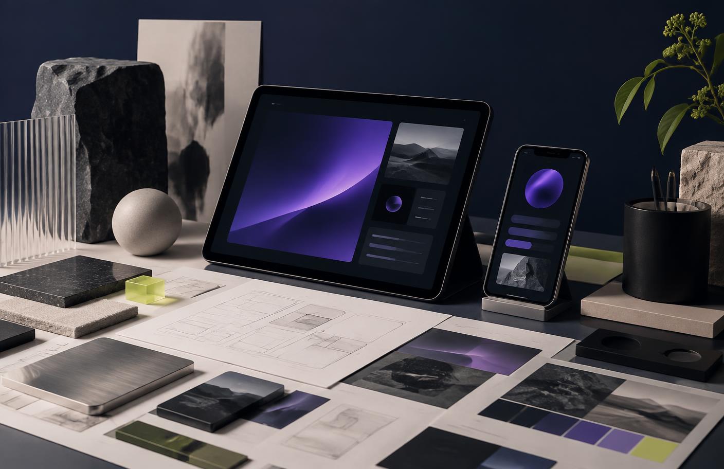Digital product prototypes across tablet and mobile interfaces